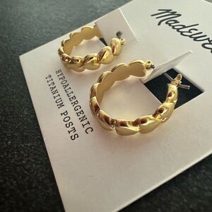 NEW MADEWELL Heart Huggie Hoop Earrings in Vintage Gold NWT